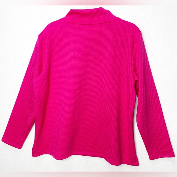Talbots Plus Fuchsia Pink Mock neck Pullover Knit Sweater Shoulder Button Detail - Picture 4 of 11